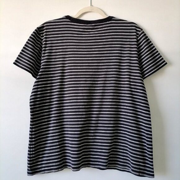 Lands' End Womens Blue Crew Neck Short Sleeve Striped T-Shirt Size XL 18-20 - Picture 4 of 6